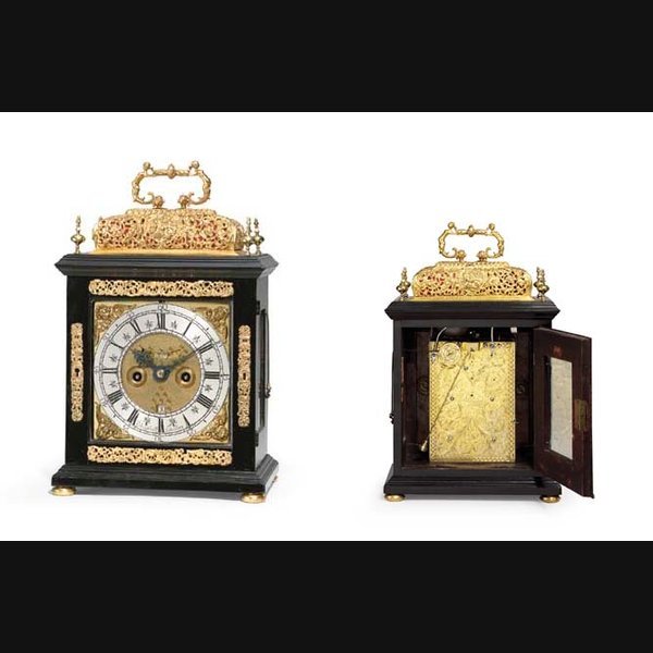 A William & Mary ebony striking table clock with pull quarter repeat F. DELA FEUILLE, LONDON. CIRCA 1695