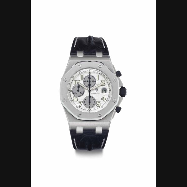 Audemars Piguet. An Oversized Stainless Steel Automatic Chronograph Wristwatch with Date and Original Certificate SIGNED AUDEMARS PIGUET, ROYAL OAK OFFSHORE, NO. 9944, MOVEMENT NO. 644'384, CASE NO. F81725, CIRCA 2007