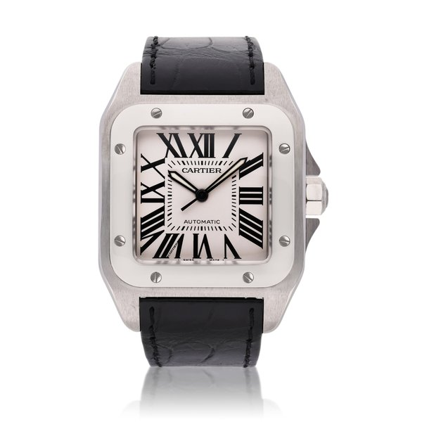 Cartier Reference 2656 Santos 100 | A stainless steel automatic square shaped wristwatch, Circa 2010