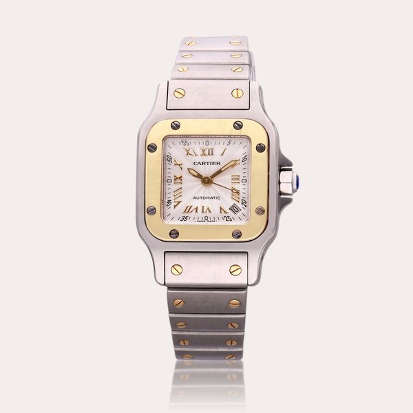 Cartier Reference 2423 Santos | A stainless steel and yellow gold automatic wristwatch with date and bracelet, Circa 2005 · 2423