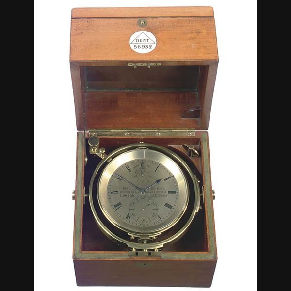 An English mahogany and brass-mounted eight-day marine chronometer, circa 1910