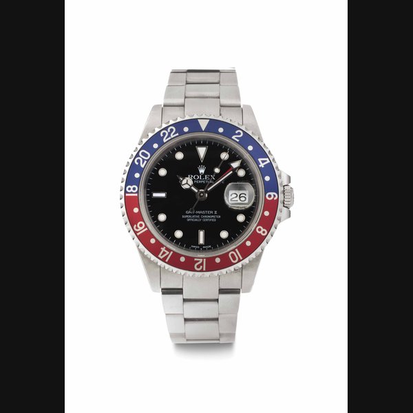 Rolex. A Fine Stainless Steel Automatic Dual Time Wristwatch with Date, Center Seconds and Bracelet SIGNED ROLEX, OYSTER PERPETUAL DATE, GMT-MASTER II, SUPERLATIVE CHRONOMETER OFFICIALLY CERTIFIED, REF. 16710, CASE NO. K940317, CIRCA 2001