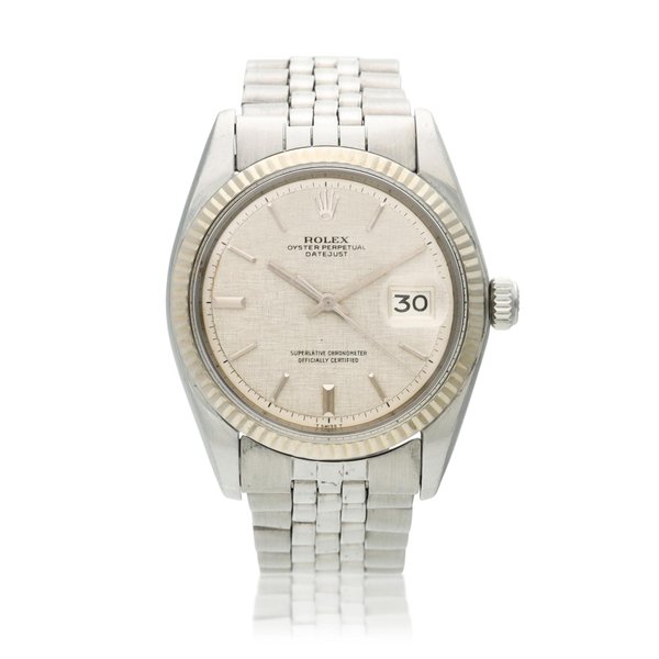 Rolex Reference 1601 Datejust 'Linen Dial', A stainless steel wristwatch with date and bracelet, Circa 1972