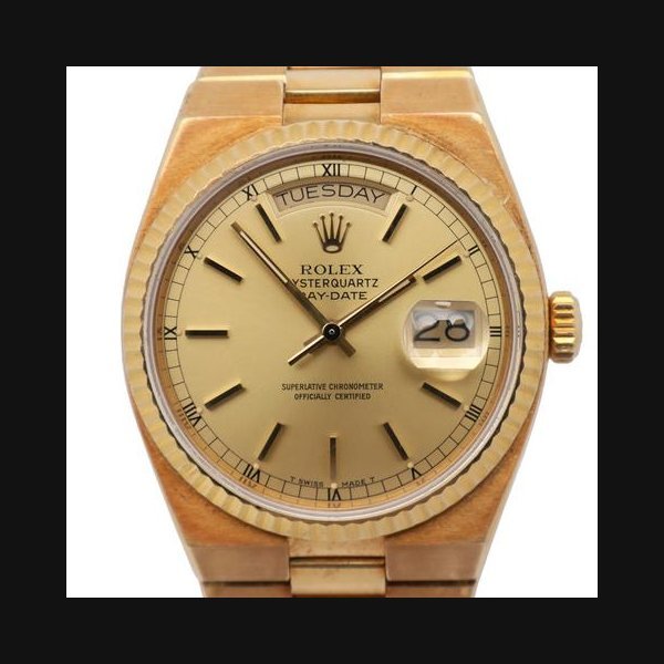 Rolex Rolex Day-Date Oysterquartz36 18K Yellow Gold Champagne Dial Quartz Watch 19018