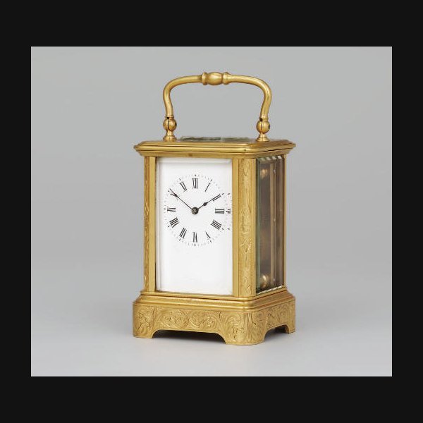 A French miniature engraved gilt-brass eight day carriage timepiece A. DUMAS, NO.1390. CIRCA 1870