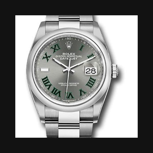 Rolex Rolex Datejust36 Domed Bezel Oyster Bracelet Slate Roman Dial (Ref# 126200)