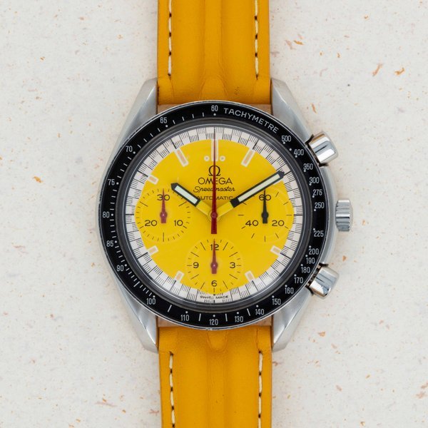 Omega Omega Speedmaster Reduced 3810.12.40 Michael Schumacher Yellow Dial with Guarantee · 3810.12.40