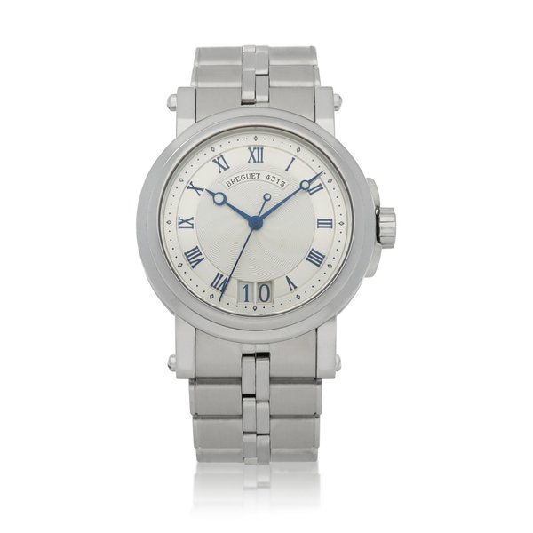 Breguet Marine, Ref. 5817ST Stainless steel wristwatch with digital date display and additional stainless steel bracelet Circa 2007 | 寶璣 5817ST型號「Marine」精鋼鍊帶腕錶備數字日期顯示，年份約2007