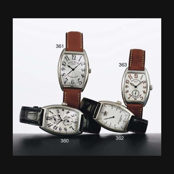 FRANCK MULLER. AN 18K WHITE GOLD TONNEAU AUTOMATIC WRISTWATCH WITH CENTER SECONDS SIGNED FRANCK MULLER, GENEVE, NO. 00, REF. 2852 SC, CIRCA 1998