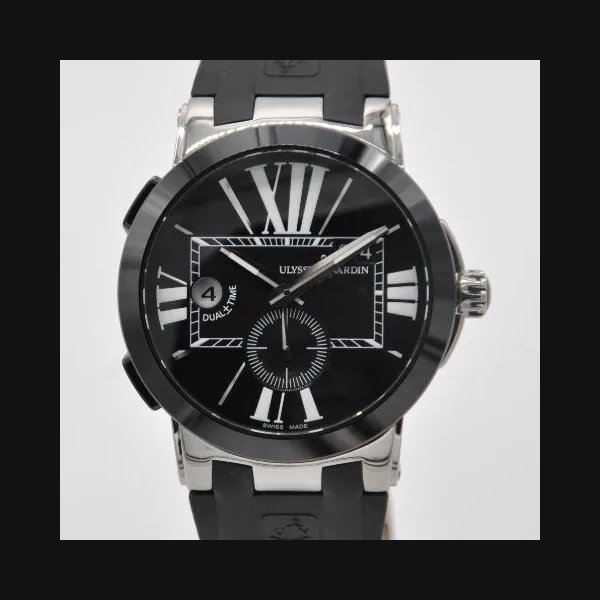 Ulysse Nardin Executive Dual Time Black Steel 243-00 43mm on Rubber Automatic Ref. 243-00-3/42