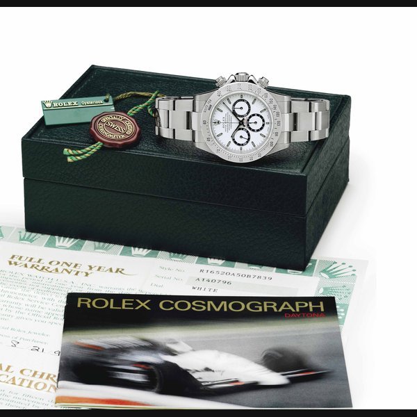 Rolex Rolex. A Fine Stainless Steel Automatic Chronograph Wristwatch with Bracelet SIGNED ROLEX, OYSTER PERPETUAL, SUPERLATIVE CHRONOMETER, OFFICIALLY CERTIFIED, COSMOGRAPH, DAYTONA, REF. 16520, CASE NO. A140796, CIRCA 1998