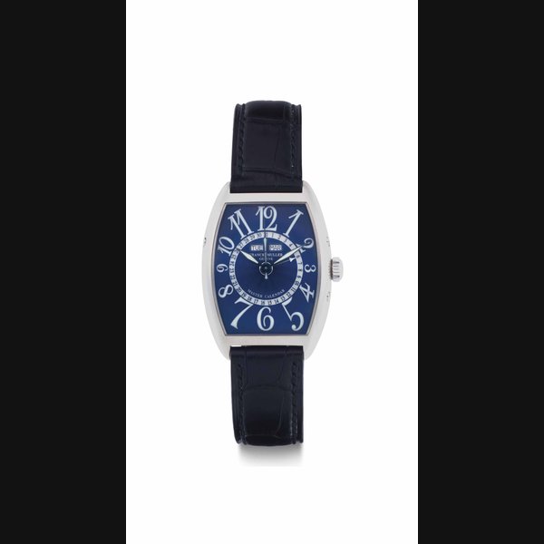 Franck Muller. An 18k White Gold Automatic Triple Calendar Wristwatch with Center Seconds SIGNED FRANCK MULLER, GENEVE, MASTER CALENDAR, NO. 84, REF. 2852 MC, CIRCA 1998