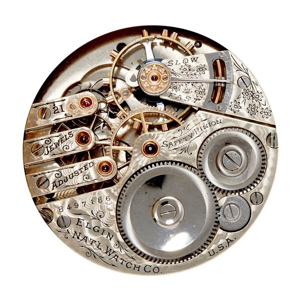 Elgin Elgin. A fine 18K gold open face watch with fancy dial for the English marketNo. 8497186