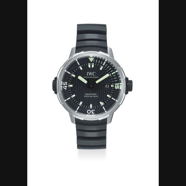 IWC. AN EXTREMELY FINE TITANIUM AUTOMATIC WRISTWATCH WITH DATE, SECOND, ORIGINAL CERTIFICATE AND BOX SIGNED IWC, SCHAFFHAUSEN, AQUATIMER AUTOMATIC 2000 MODEL, REF. IW358002, LIMITED EDITION NO. 0388/1149, CASE NO. 3’946’544, CIRCA 2013