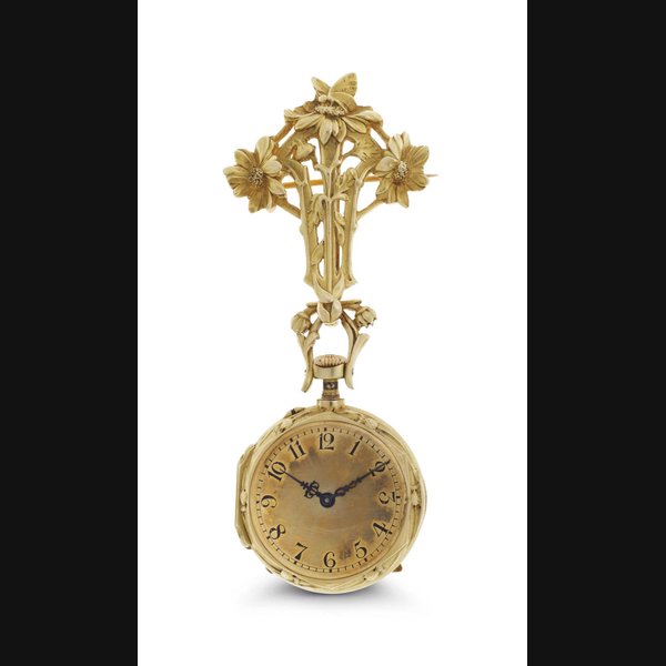 Swiss. An Attractive 18k Gold And Opal Art Nouveau Openface Keyless Lever Pendant Watch UNSIGNED, CUVETTE NO. 79'176, CIRCA 1900
