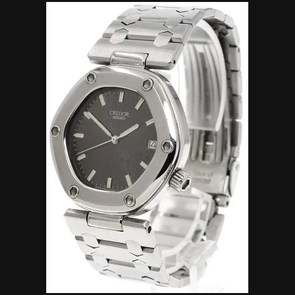 SEIKO CREDOR LOCOMOTIVE GKEH018/5932-5020 38mm SS Black Dial Quartz Date #C027