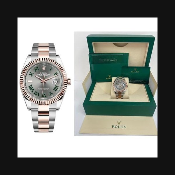 Rolex DatejustSteel and Rose Gold Datejust 41mm - Fluted Bezel - Slate Gray Wimbledon Roman Dial 126331