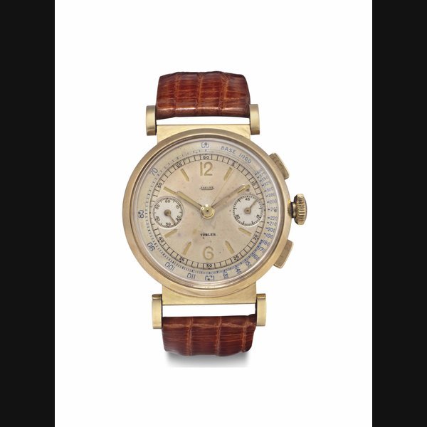 Jaeger-Lecoultre Jaeger-LeCoultre. A 14k Pink Gold Chronograph Wristwatch with Presentation Box SIGNED JAEGER-LECOULTRE, RETAILED BY TURLER, CASE NO. 617'573, CIRCA 1948