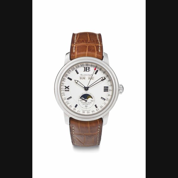 Blancpain. A Fine Limited Edition 18k White Gold Automatic Triple Calendar Wristwatch with Moon Phases SIGNED BLANCPAIN, RENAISSANCE MODEL, NO. 130/250, REFERENCE 3563-1527 53, CIRCA 1999