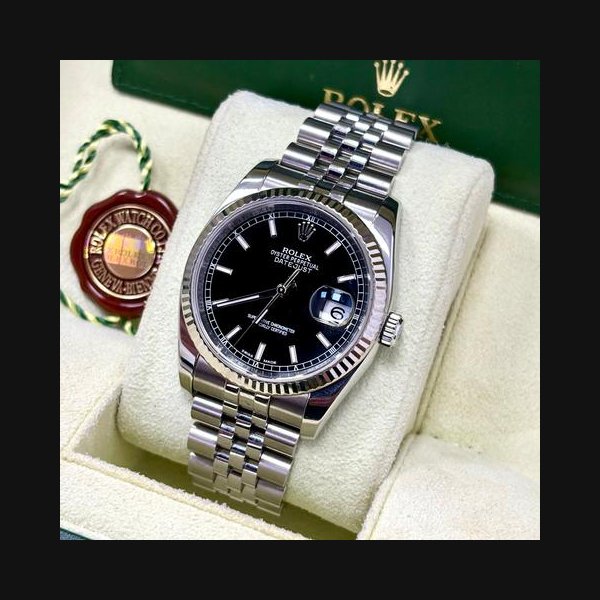 Rolex Datejust36 116234 Black Stick Dial Jubilee band + Box