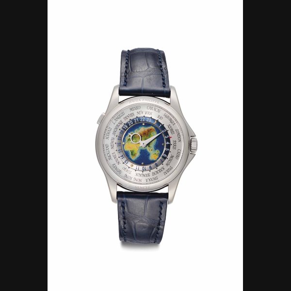 Patek Philippe. A Fine and Rare 18k White Gold Automatic World Time Wristwatch With Cloisonné Enamel Dial Signed Patek Philippe, Genève, Ref. 5131G, Movement No. 5'713'044, Case No. 4'617'839, Circa 2012