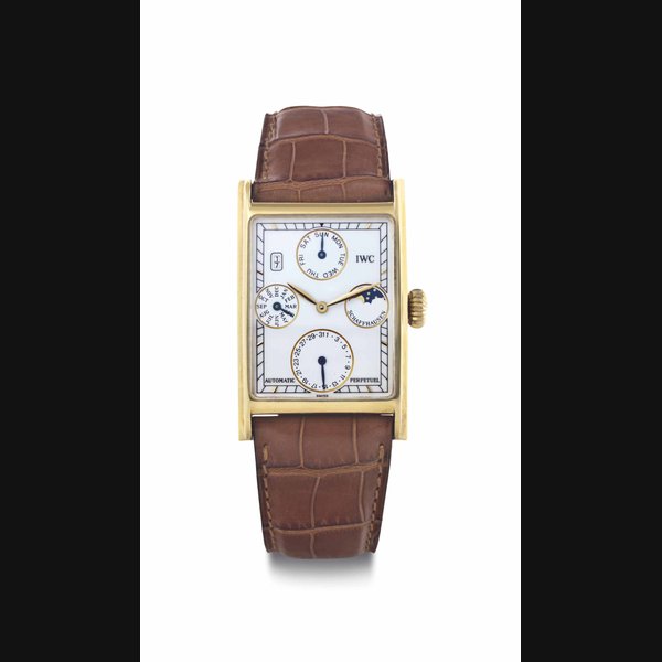 Iwc IWC. An 18k Gold Automatic Perpetual Calendar Wristwatch With Moon Phases SIGNED IWC, SCHAFFHAUSEN, NOVECENTO MODEL, CASE NO. 2'485'930, CIRCA 1987, Price & Market Data