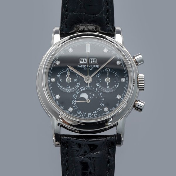 Patek Philippe Patek Philippe Perpetual Calendar Chronograph 3970EP-019 Fourth Series Black Diamond Dial PT Box and Papers