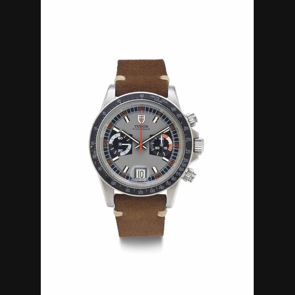 Tudor. A Fine Stainless Steel Chronograph Wristwatch with Date SIGNED TUDOR, OYSTERDATE, MONTE CARLO MODEL, REF. 7149/0, CASE NO. 844'154, CIRCA 1971