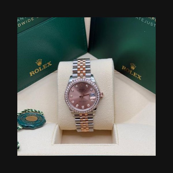Rolex Lady-Datejust31 Rose Pink Diamond Dial Two Tone Rose Gold Diamond Bezel Jubilee Bracelet Ref. 278381RBR