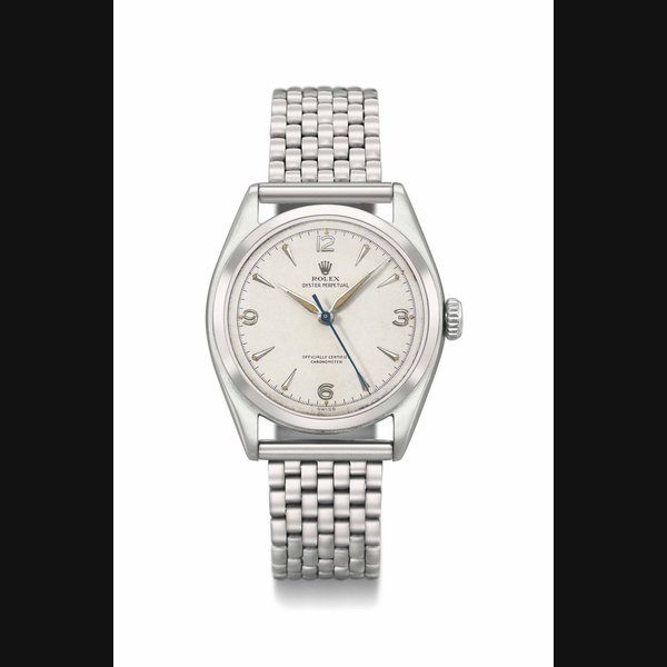 Rolex. A fine stainless steel automatic wristwatch with sweep centre seconds and bracelet Signed Rolex, Oyster Perpetual, ref. 6084, case no. 852698, circa 1951