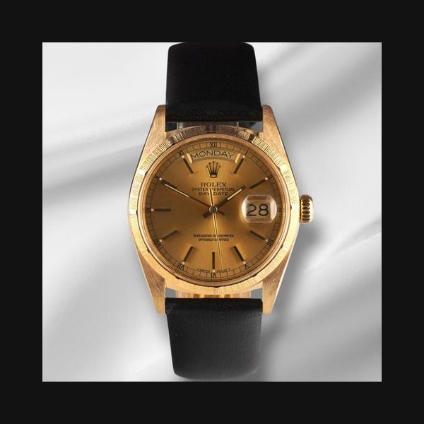 Rolex Day-Date36mm 18k YG President Bark Leather Band Men's Watch 18078