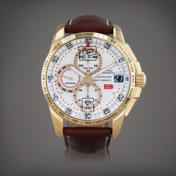 Chopard Mille Miglia Gran Turismo XL, limited edition, reference 1268    Montre bracelet chronographe en or rose avec date |  Pink gold chronograph wristwatch with date    Vers 2015 |  Circa 2015
