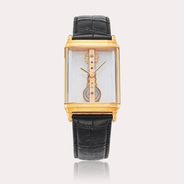 Corum Reference 13.850.56 Golden Bridge | A yellow gold skeletonized wristwatch, Circa 1990