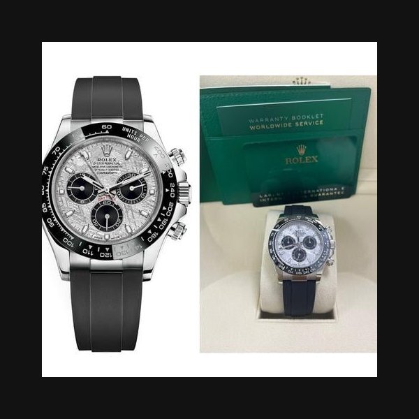 Rolex Rolex DaytonaWhite Gold Daytona 40 Watch - Meteroite and Black Index Dial - Black Oysterflex 116519LN
