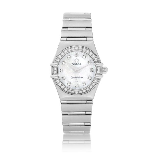 Omega Constellation | Mini | A stainless steel and diamond-set bracelet watch with mother-of-pearl dial, Circa 2005 | 歐米茄 星座系列 | Mini | 精鋼鑲鑽石鏈帶腕錶，備珠母貝錶盤，約2005年製