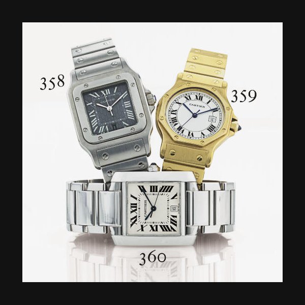 CARTIER. A FINE 18K WHITE GOLD SQUARE WRISTWATCH WITH CENTER SECONDS AND DATE SIGNED CARTIER, "TANK FRANCAISE", CASE NO. 155576CD, REF. 2366, CIRCA 2000