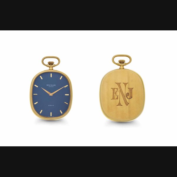 Patek Philippe. A Fine 18k Gold Oval-Shaped Openface Dress Watch SIGNED PATEK PHILIPPE, GENEVE, RETAILED BY GUBELIN, GOLDEN ELLIPSE MODEL, REF. 874, MOVEMENT NO. 1'321'836, CASE NO. 531'515, MANUFACTURED IN 1976