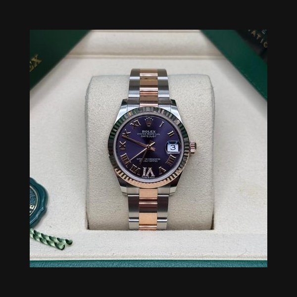 Rolex Rolex Datejust31 NEW 2026 Aubergine Purple Roman Pave 6 Dial Two Tone Rose Gold Fluted Oyster