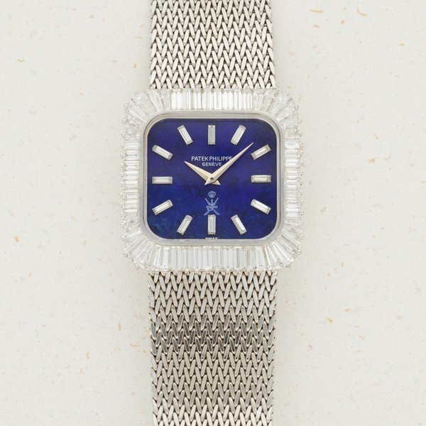 Patek Philippe Patek Philippe White Gold Baguette Diamonds Lapis Dial 3626/1 Made For The Sultanate of Oman 