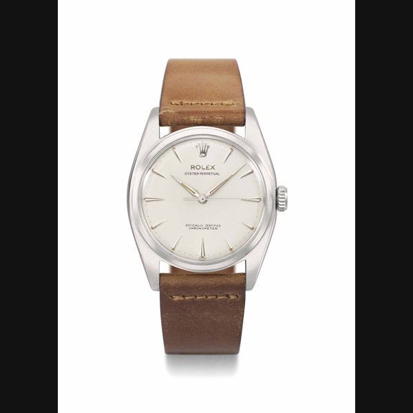 Rolex. A fine stainless steel automatic wristwatch with sweep centre seconds SIGNED ROLEX, OYSTER PERPETUAL, REF. 6098, CASE NO. 970'761, CIRCA 1953