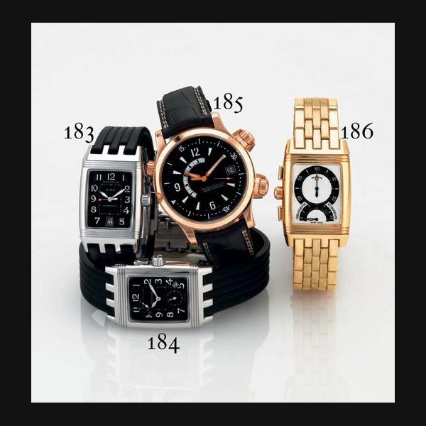 Jaeger-Lecoultre JAEGER-LECOULTRE. AN 18K GOLD RECTANGULAR REVERSIBLE DOUBLE-DIALED CHRONOGRAPH WRISTWATCH WITH DATE, RETROGRADE REGISTER AND BRACELET SIGNED JAEGER-LECOULTRE, "GRAN' SPORT REVERSO CHRONOGRAPHE RETROGRADE", CASE NO. 1915198, REF. 295.1.59, CIRCA 2000