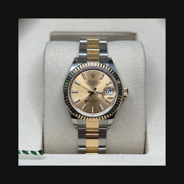 Rolex Rolex Lady-DatejustNEW 2026 Champagne Index Dial Two Tone Yellow Gold Fluted Bezel Oyster