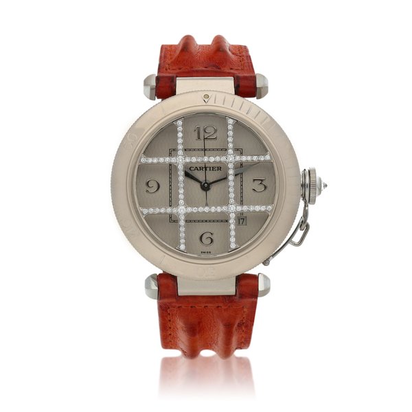 Cartier Pasha, Ref. 2332  White gold and diamond-set wristwatch with date  Circa 2000