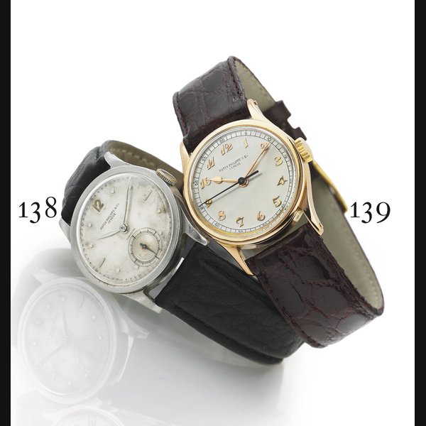 PATEK PHILIPPE. A RARE 18K PINK GOLD WRISTWATCH WITH CENTER SECONDS AND BREGUET NUMERALS SIGNED PATEK PHILIPPE & CO., GENEVE, MOVEMENT NO. 864143, CASE NO. 297197, REF. 96, MANUFACTURED IN 1940