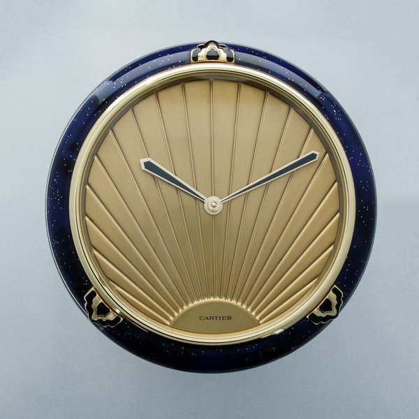 Cartier CARTIER MUST DE CARTIER GILT AND BLUE LACQUER DESK CLOCK