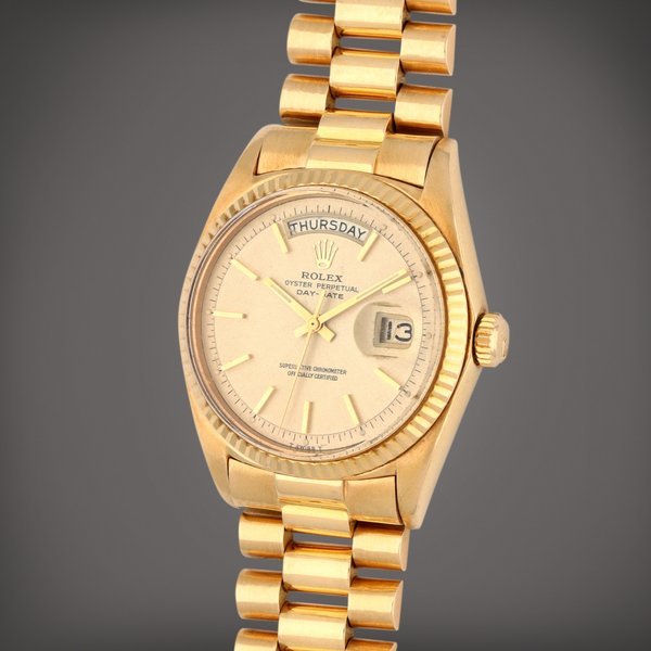 Rolex Day-Date, Reference 1803 | A yellow gold wristwatch with day, date and bracelet | Circa 1969 · 1803