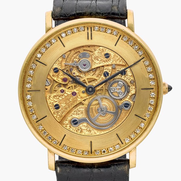Vacheron Constantin Reference 36003 Patrimony Squelette | A yellow gold and diamond-set semi skeletonized wristwatch, Circa 1990