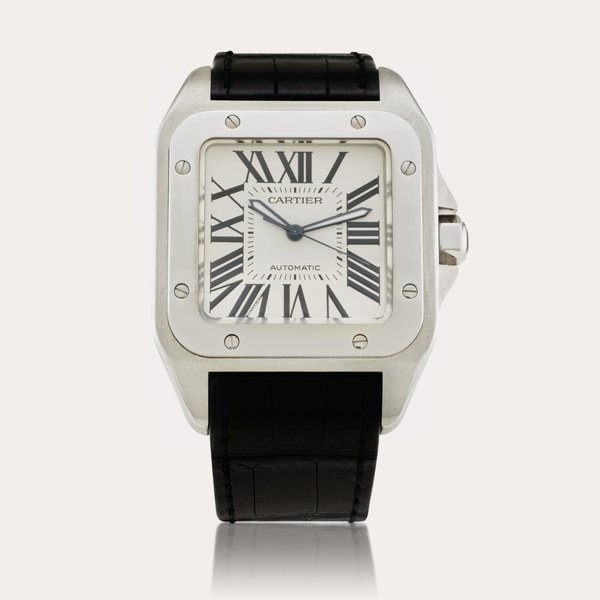 Cartier Reference 2656 Santos 100 Anniversary Edition 1904-2004 | A stainless steel automatic rectangular wristwatch, Circa 2004