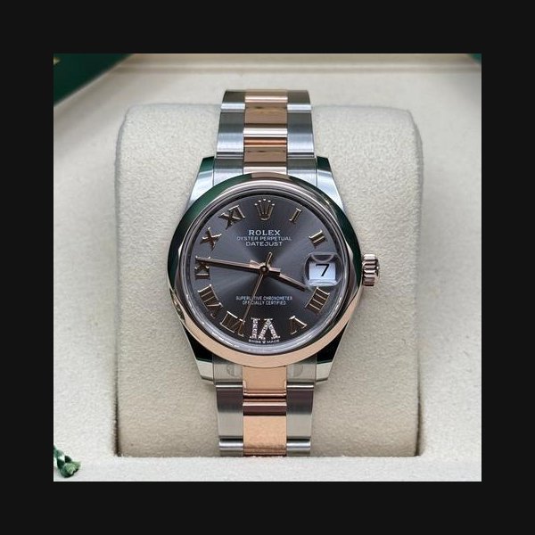 Rolex Rolex Datejust31 NEW 2026 Slate Roman Diamond Dial Smooth Bezel Two Tone Rose Gold Oyster