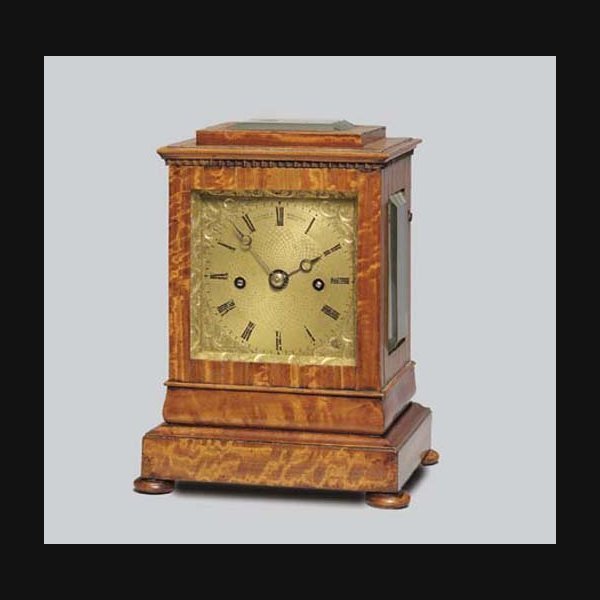 An early Victorian satinwood striking five-glass mantel clock COUSENS & WHITESIDE, LONDON. CIRCA 1845
